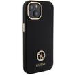 Guess Husa Liquid Silicone 4G Strass Metal Logo iPhone 15 Negru