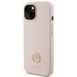 Guess Husa Liquid Silicone 4G Strass Metal Logo iPhone 15 Roz