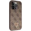 Guess Husa PU 4G Strass Triangle Metal Logo cu curea Crossbody iPhone 15 Pro Maro
