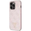 Guess Husa PU 4G Strass Triangle Metal Logo cu curea Crossbody iPhone 15 Pro Max Roz