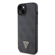 Guess Husa PU 4G Strass Triangle Metal Logo iPhone 15 Negru