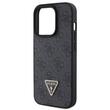 Guess Husa PU 4G Strass Triangle Metal Logo iPhone 15 Pro Max Negru