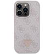Guess Husa PU 4G Strass Triangle Metal Logo iPhone 15 Pro Max Roz