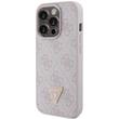 Guess Husa PU 4G Strass Triangle Metal Logo iPhone 15 Pro Max Roz
