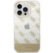 Guess Husa Peony Glitter Script Logo iPhone 14 Pro Auriu