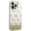 Guess Husa Peony Glitter Script Logo iPhone 14 Pro Auriu