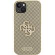 Guess Husa Perforated 4G Glitter Metal Logo iPhone 15 Auriu