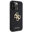 Guess Husa Perforated 4G Glitter Metal Logo iPhone 15 Pro Negru
