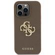 Guess Husa Perforated 4G Glitter Metal Logo iPhone 15 Pro Taupe