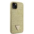 Guess Husa Rhinestones Triangle Metal Logo iPhone 15 Auriu