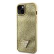Guess Husa Rhinestones Triangle Metal Logo iPhone 15 Auriu