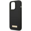 Guess Husa Silicon Metal Logo MagSafe iPhone 14 Pro Max Negru