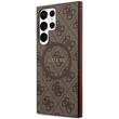 Guess Husa 4G Leather Metal Logo MagSafe Samsung Galaxy S24 Ultra Maro
