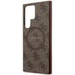 Guess Husa 4G Leather Metal Logo MagSafe Samsung Galaxy S24 Ultra Maro