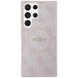 Guess Husa 4G Leather Metal Logo MagSafe Samsung Galaxy S24 Ultra Roz
