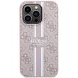 Guess Husa 4G Printed Stripes MagSafe iPhone 15 Pro Roz