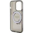 Guess Husa Flowers Ring Logo Glossy MagSafe iPhone 15 Pro Negru