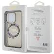 Guess Husa Flowers Ring Logo Glossy MagSafe iPhone 15 Pro Negru