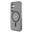 Guess Husa Glitter Circle Classic Logo MagSafe Samsung Galaxy S25 Negru