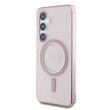 Guess Husa Glitter Circle Classic Logo MagSafe Samsung Galaxy S25 Roz