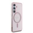 Guess Husa Glitter Circle Classic Logo MagSafe Samsung Galaxy S25 Roz