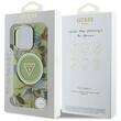 Guess Husa Glitter Flowers Triangle Buttons MagSafe iPhone 16 Pro Max Verde