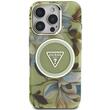Guess Husa Glitter Flowers Triangle Buttons MagSafe iPhone 16 Pro Verde