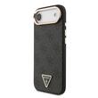 Guess Husa Leather 4G Triangle Logo Gold Frame MagSafe iPhone Air Negru
