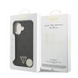 Guess Husa Leather 4G Triangle Logo Gold Frame MagSafe iPhone 17 Negru