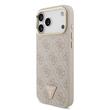 Guess Husa Leather 4G Triangle Logo Gold Frame MagSafe iPhone 17 Pro Max Roz
