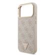 Guess Husa Leather 4G Triangle Logo Gold Frame MagSafe iPhone 17 Pro Max Roz