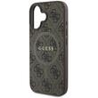 Guess Husa PU Leather 4G Colored Ring MagSafe iPhone 16 Plus Maro