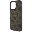 Guess Husa PU Leather 4G Colored Ring MagSafe iPhone 16 Pro Maro
