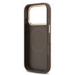 Guess Husa PU Leather 4G Gold Frame MagSafe iPhone 17 Pro Max Maro
