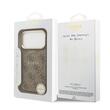 Guess Husa PU Leather 4G Gold Frame MagSafe iPhone 17 Pro Max Maro