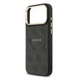 Guess Husa PU Leather 4G Gold Frame MagSafe iPhone 17 Pro Max Negru