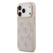 Guess Husa PU Leather 4G Gold Frame MagSafe iPhone 17 Pro Max Roz