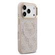 Guess Husa PU Leather 4G Gold Frame MagSafe iPhone 17 Pro Max Roz