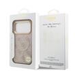 Guess Husa PU Leather 4G Gold Frame MagSafe iPhone 17 Pro Max Roz