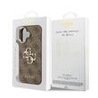 Guess Husa PU Leather 4G Metal Logo Gold Frame iPhone 17 Maro