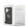 Guess Husa PU Leather 4G Metal Logo Gold Frame iPhone 17 Negru