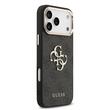 Guess Husa PU Leather 4G Metal Logo Gold Frame iPhone 17 Pro Max Negru