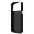 Guess Husa PU Leather 4G Metal Logo Gold Frame iPhone 17 Pro Max Negru