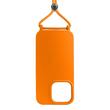 Lemontti Husa Silicon cu Snur iPhone 13 Pro Portocaliu (protectie 360°, material fin, captusit cu microfibra)