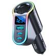 Joyroom Incarcator Auto USB, 2xType-C, afisaj digital, lumini RGB, 150 W, Negru