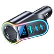 Joyroom Incarcator Auto USB, 2xType-C, afisaj digital, lumini RGB, 150 W, Negru