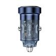 Lemontti Incarcator Auto Fast Charge 45W 2 porturi PD Type-C 45W + USB-A QC 3.0 Transparent / Albastru