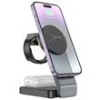 Hoco Incarcator Wireless Stand 3in1 Magsafe, Fast Charge 15W, Negru