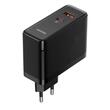 Baseus Set Incarcator Retea GaN5 Pro Dual Port Fast Charger PD3.0, QC4.0, 100W, AFC+ Cablu Type-c la Type-c,1m Negru