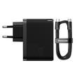 Baseus Set Incarcator Retea GaN5 Pro Dual Port Fast Charger PD3.0, QC4.0, 100W, AFC+ Cablu Type-c la Type-c,1m Negru
